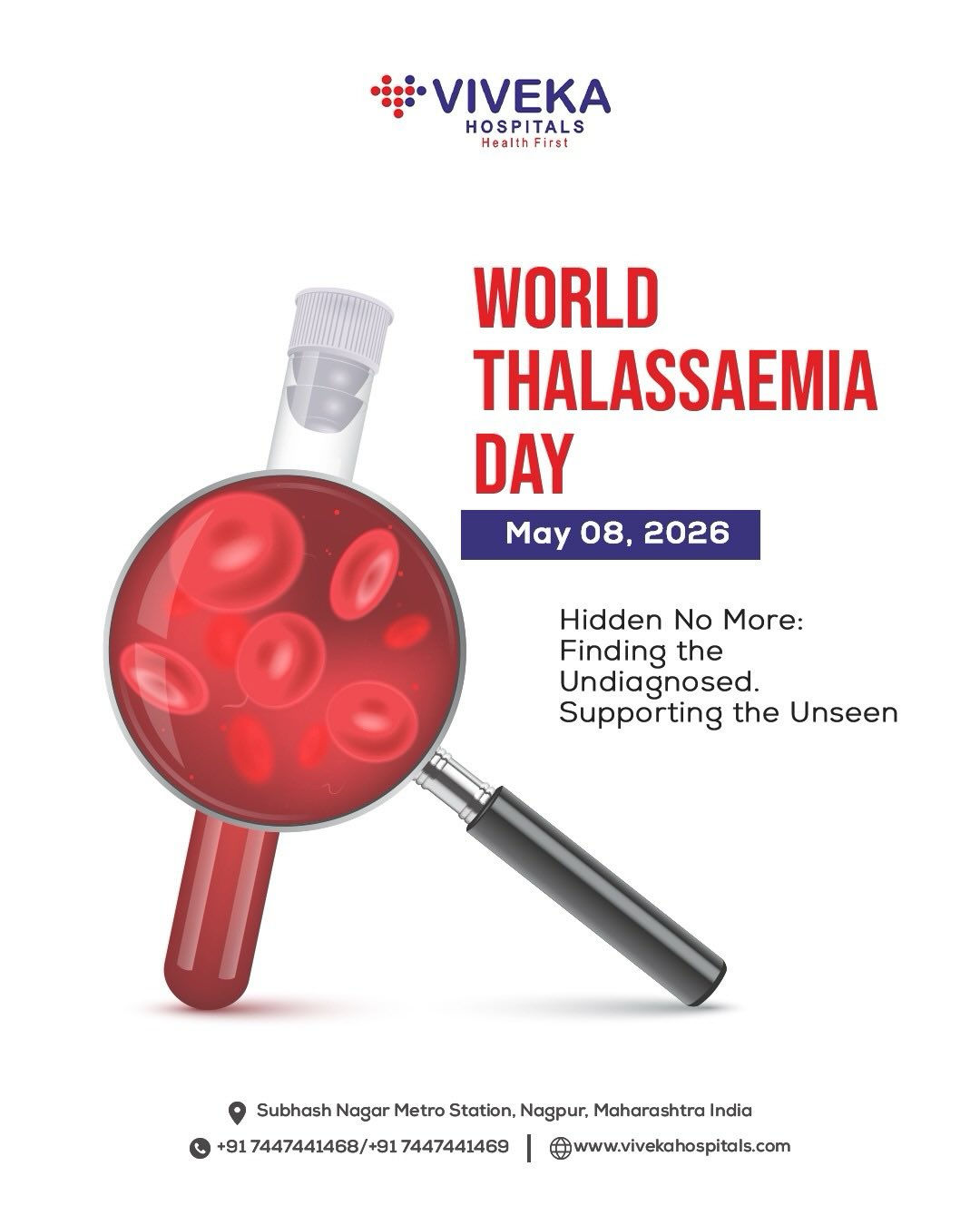 On World Thalassemia Day, letโs spread awareness, support early diagnosis, and stand together for stronger, healthier lives. Every drop of care and every act of support can make a difference.๐ฉธ
โ Team Viveka Hospitals
#WorldThalassemiaDay #VivekaHospitals #ThalassemiaAwareness #HealthcareWithCare
